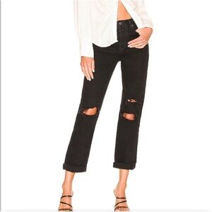 NWT Free People We The Free Bren High Rise Distressed Boyfriend Jean Black sz 27